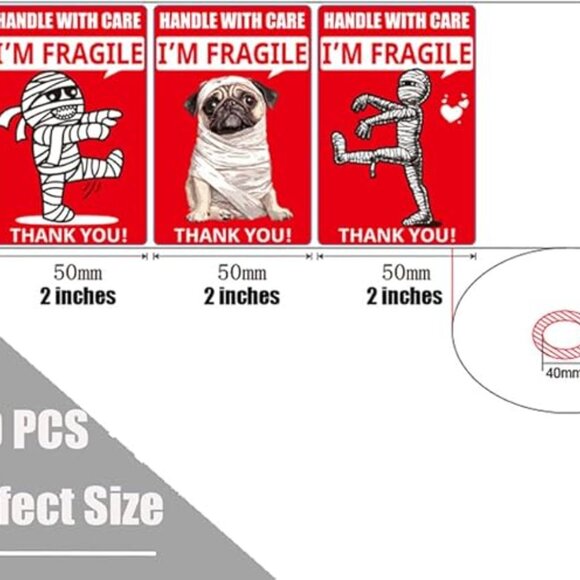Funny Fragile Stickers 3x2inch 500 Labels - Picture 4 of 6